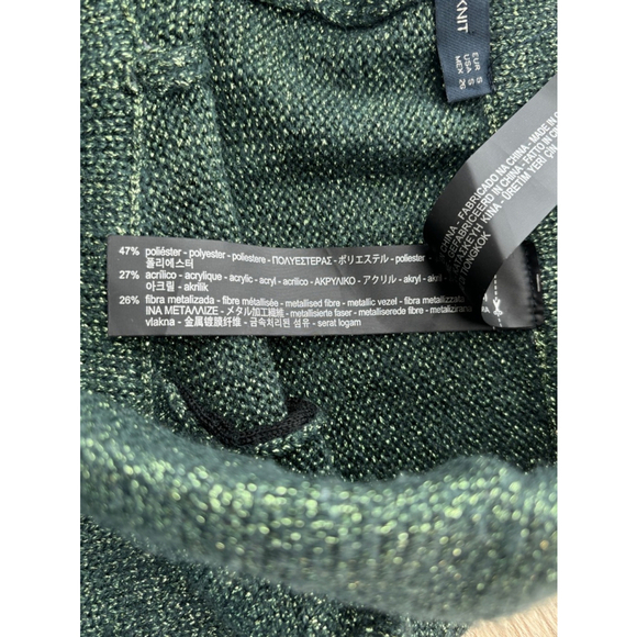 Zara Metallic Green & Gold Knit Casual Lounge Pants With Pockets Women’s Size S - Picture 8 of 13